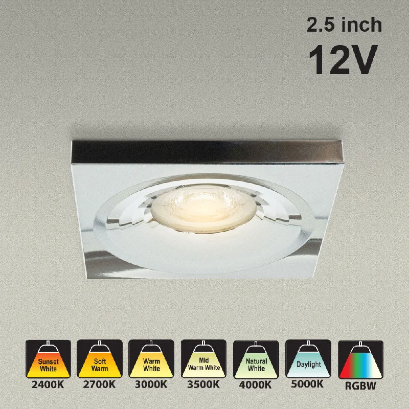 VBD-MTR-1C Low Voltage IC Rated Downlight LED Light Fixture, 2.5 inch Square Chrome