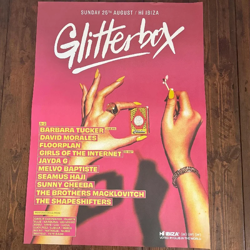 Glitterbox ~ Genuine Hi Ibiza Framed Dj Artwork | A3 Luxury Black Frame