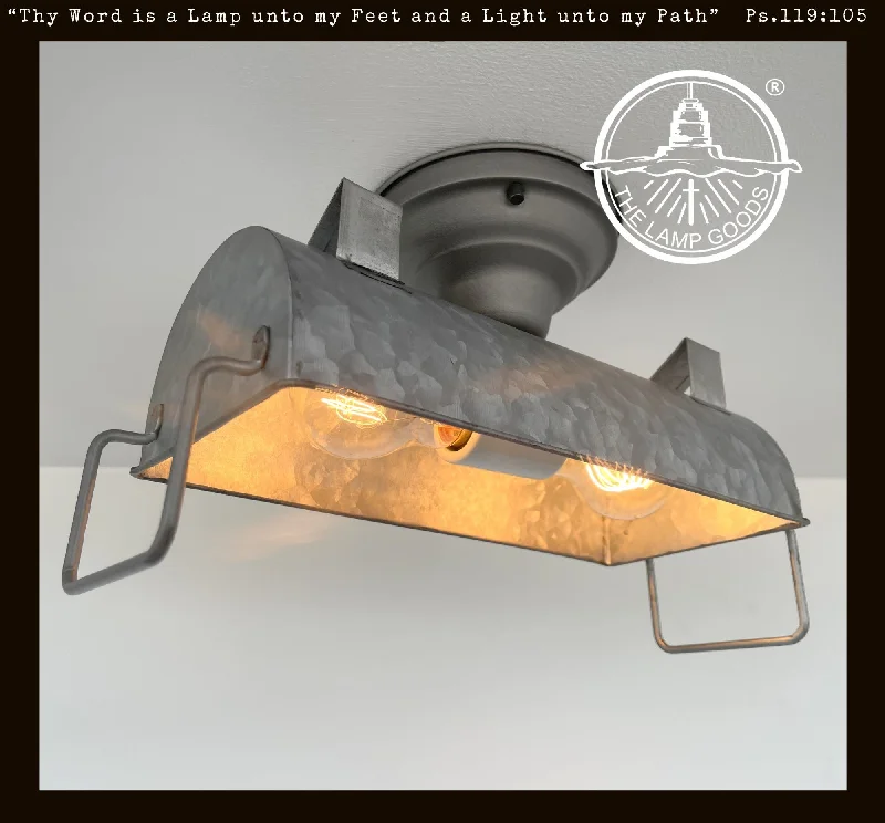 Replaceable filament Edison light bulbsINDUSTRIAL GALVANIZED Ceiling Light Fixture