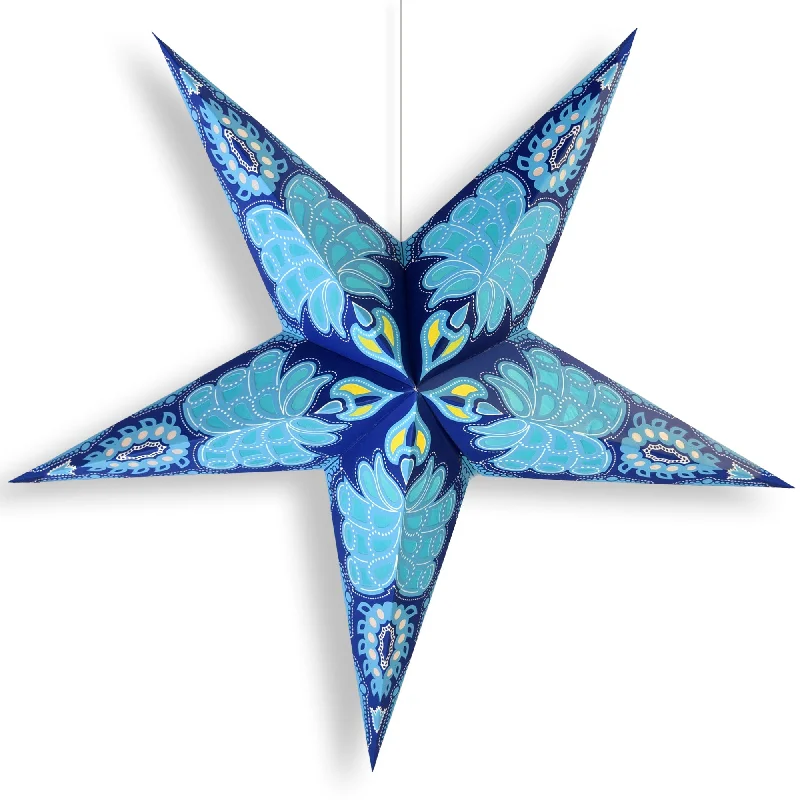 60 watt Edison style light bulbs24 Inch Paper Star Lantern, Blue Astral Glow