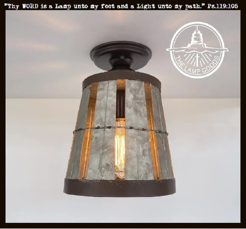 Small size Edison light bulbsGalvanized Open Weave Basket Ceiling Light