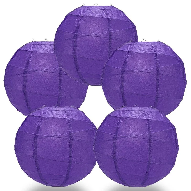 Energy saving LED Edison light bulbs5-PACK 32" Plum Purple Round Paper Lantern, Crisscross Ribbing, Hanging Decoration