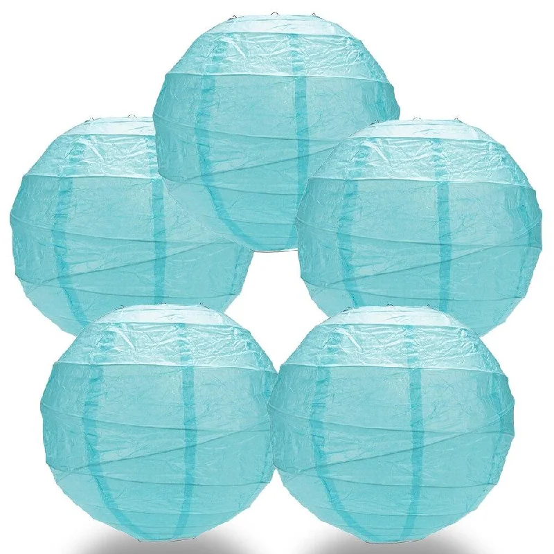 Daylight white Edison light bulbs5-PACK 28" Baby Blue Round Paper Lantern, Crisscross Ribbing, Hanging Decoration