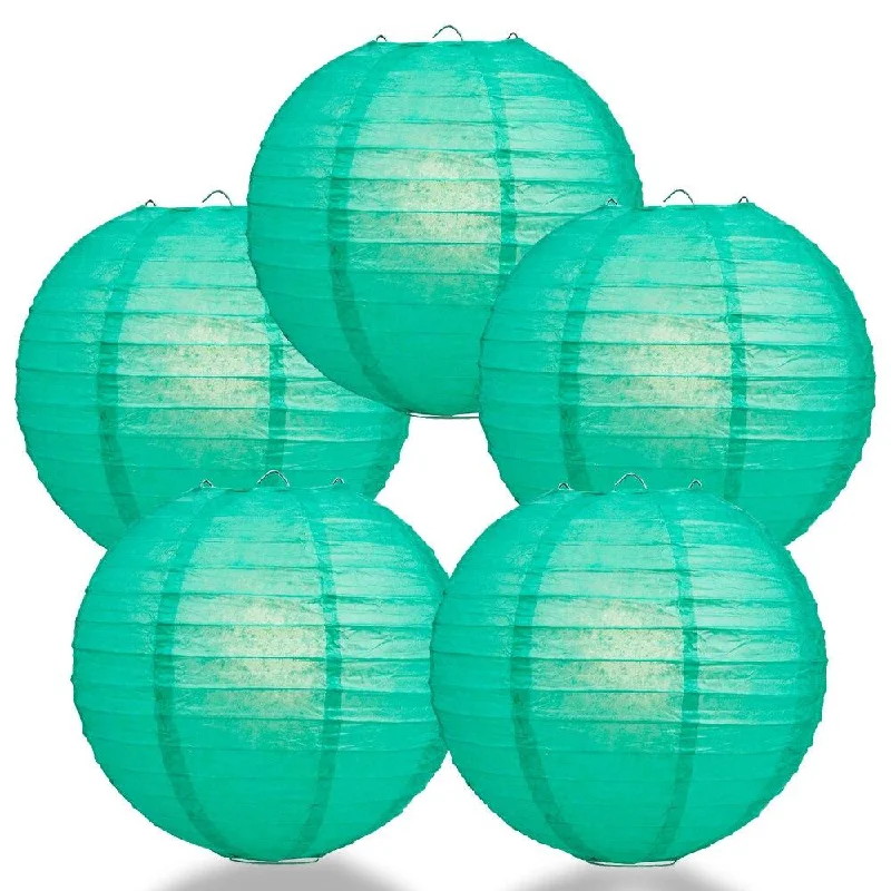 Antique Edison light bulbs with carbon filaments5-PACK 28" Teal Green Jumbo Round Paper Lantern, Even Ribbing, Chinese Hanging Wedding & Party Decoration