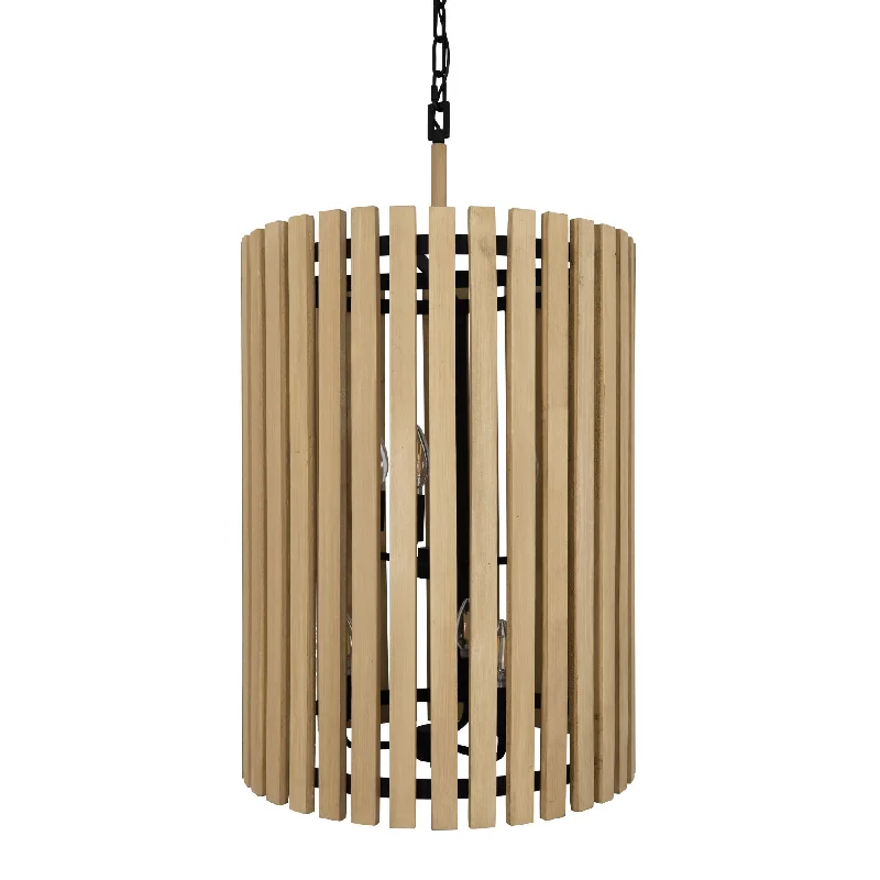 gothic style wall lamps with dark finishes for a mysterious librarySuratto 387F06MBH 6-Light Foyer Pendant Light - Matte Black/Honey Blonde