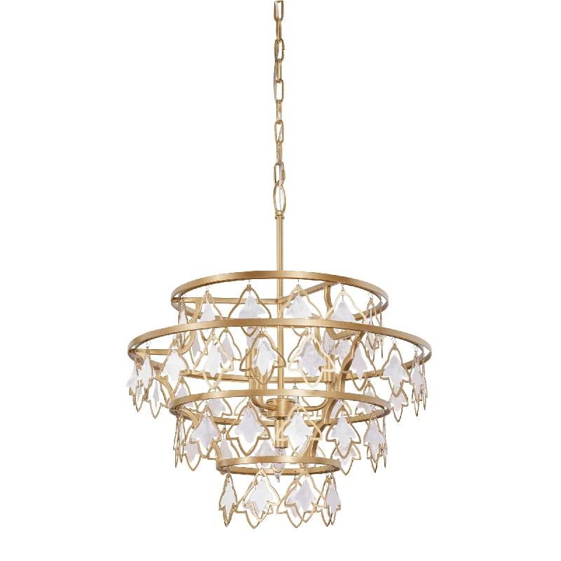 wood wall lamps with natural grain for a warm and organic feelFleur 386C04FG 4-Light Chandelier - French Gold