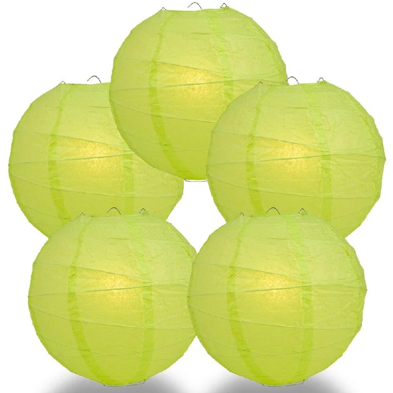 Outdoor rated Edison light bulbs5-PACK 28" Light Lime Green Round Paper Lantern, Crisscross Ribbing, Chinese Hanging Wedding & Party Decoration