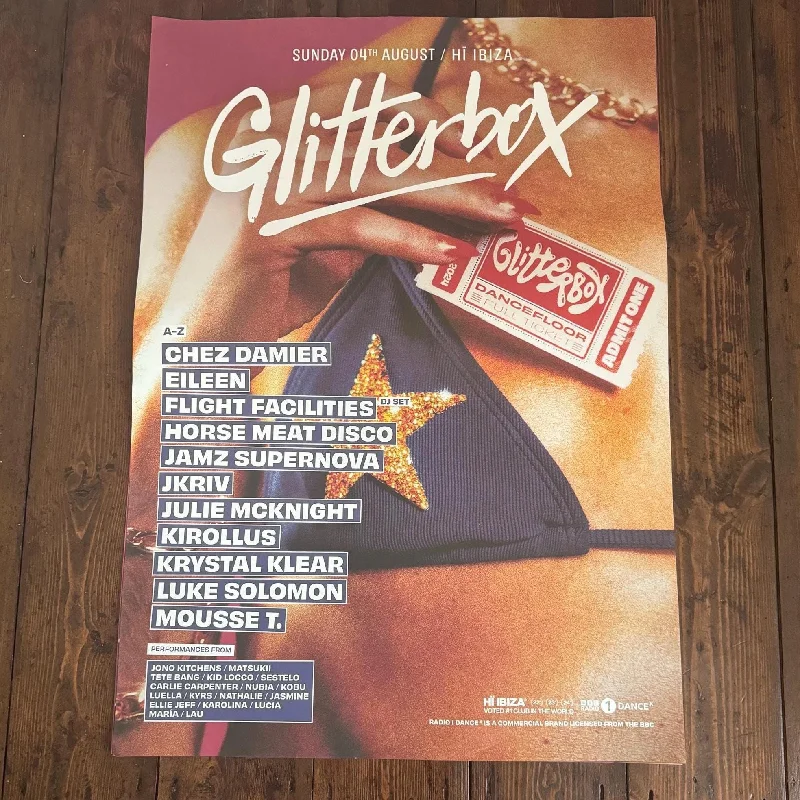 Glitterbox ~ Genuine Hi Ibiza Framed Dj Artwork | A3 Luxury Black Frame