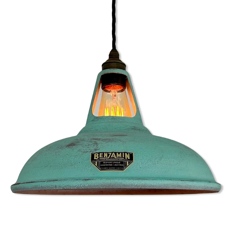 Cawston ~ Copper Verdigris Patina Finish Reflector Shade Pendant Ceiling Light ~ 11 Inch