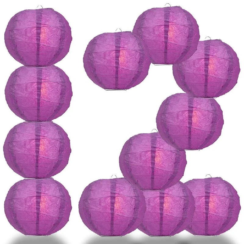 Retro Edison filament light bulbsBULK PACK (12) 32" Violet / Orchid Round Paper Lantern, Crisscross Ribbing, Chinese Hanging Wedding & Party Decoration