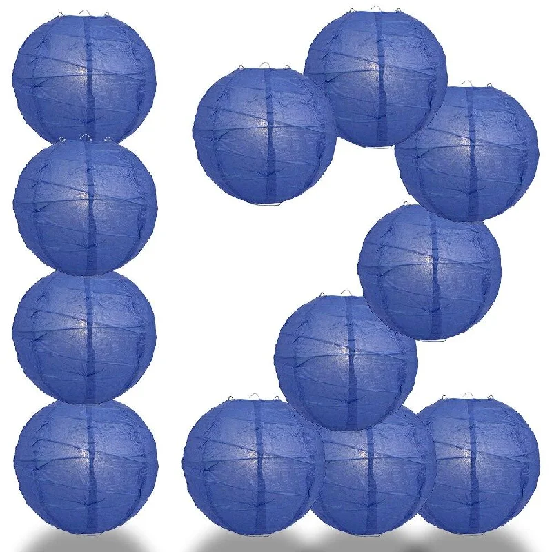 Daylight white Edison light bulbsBULK PACK (12) 28" Very Periwinkle / Astra Blue Round Paper Lantern, Crisscross Ribbing, Chinese Hanging Wedding & Party Decoration