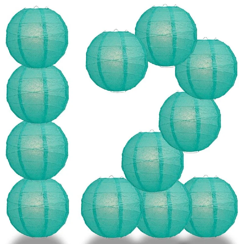 Clear glass Edison light bulbs with spiral filamentsBULK PACK (12) 28" Teal Green Round Paper Lantern, Crisscross Ribbing, Chinese Hanging Wedding & Party Decoration