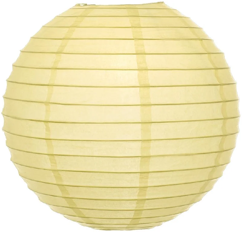 60 watt Edison style light bulbs28" Lemon Yellow Jumbo Round Paper Lantern, Even Ribbing, Chinese Hanging Wedding & Party Decoration