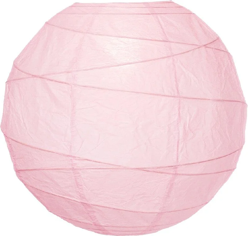 UL listed Edison light bulbsBULK PACK (12) 32" Rose Quartz Pink Round Paper Lantern, Crisscross Ribbing, Chinese Hanging Wedding & Party Decoration