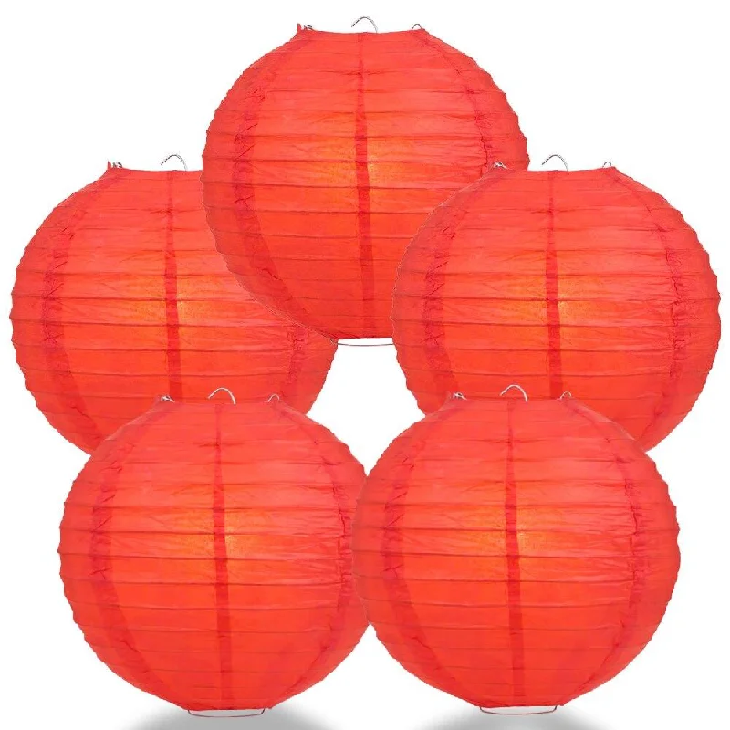 Edison light bulbs with copper bases5-PACK 28" Red Jumbo Round Paper Lantern, Even Ribbing, Chinese Hanging Wedding & Party Decoration