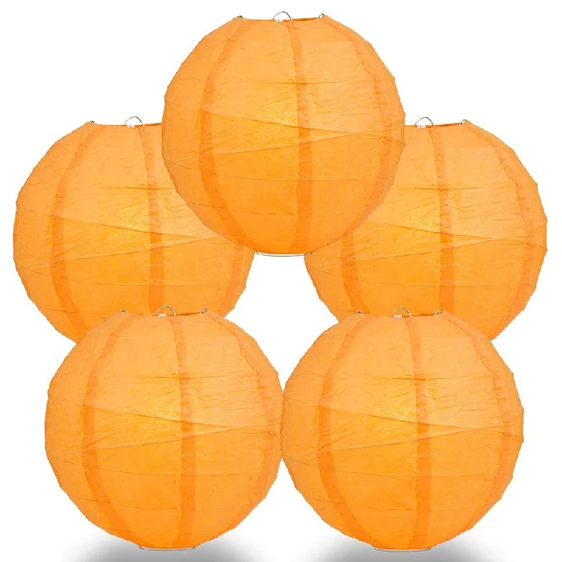 CSA certified Edison light bulbs5-PACK 28" Orange Round Paper Lantern, Crisscross Ribbing, Chinese Hanging Wedding & Party Decoration