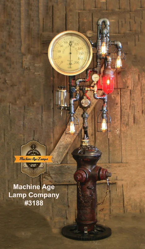 Steampunk Industrial / Fire Hydrant / Floor Lamp / Steam Gauge / Lamp #3188