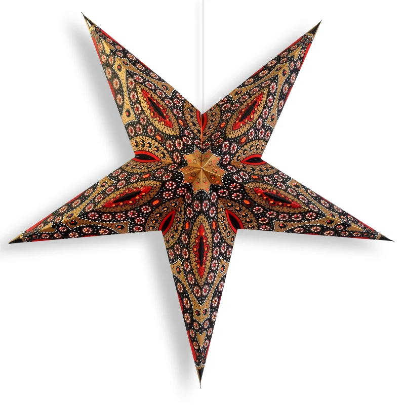 Edison globe light bulbs24 Inch Paper Star Lantern, Red Gold Starlight