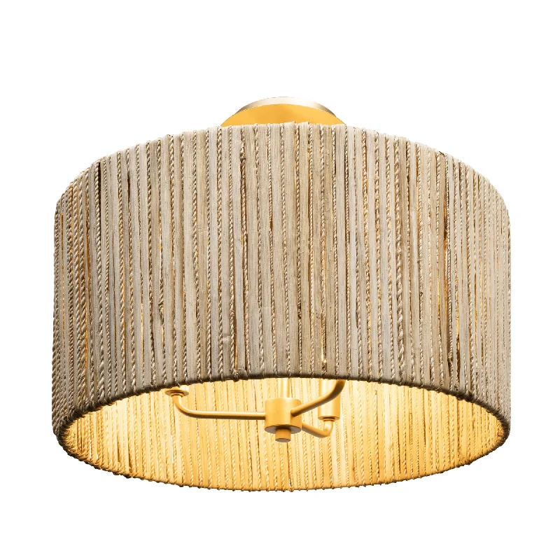 art deco wall lamps with geometric patterns for a retro - inspired bathroomJacob's Ladder 391S03FG 3-Light Ceiling Light - French Gold