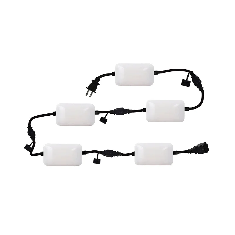 Linkable 50ft LED Construction String Light, String Work Light with 5 Adjustable Light Heads, 7500 Lumen