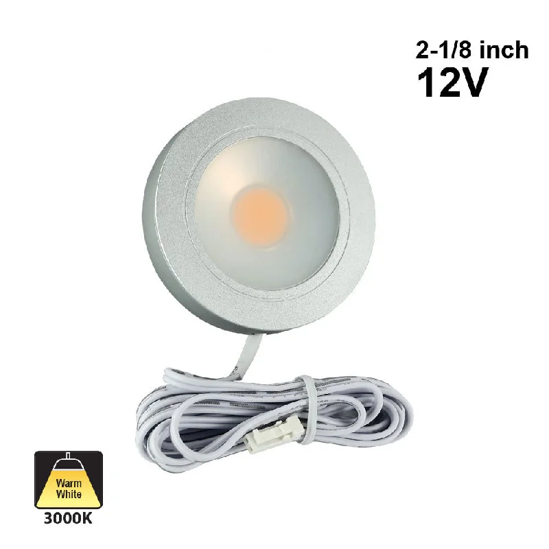 Round LED Retrofit Under Cabinet Lights, 12V 3.5W 3000K(Warm White) Silver Grey