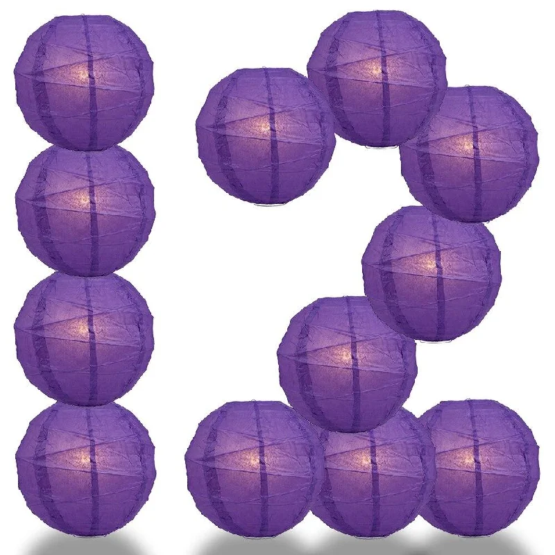 Edison light bulbs for commercial spacesBULK PACK (12) 28" Royal Purple Round Paper Lantern, Crisscross Ribbing, Chinese Hanging Wedding & Party Decoration