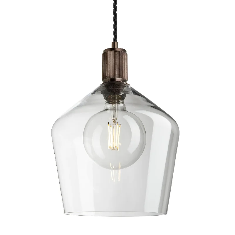 Long lifespan Edison light bulbsRibbed Glass Schoolhouse Pendant - 10 Inch