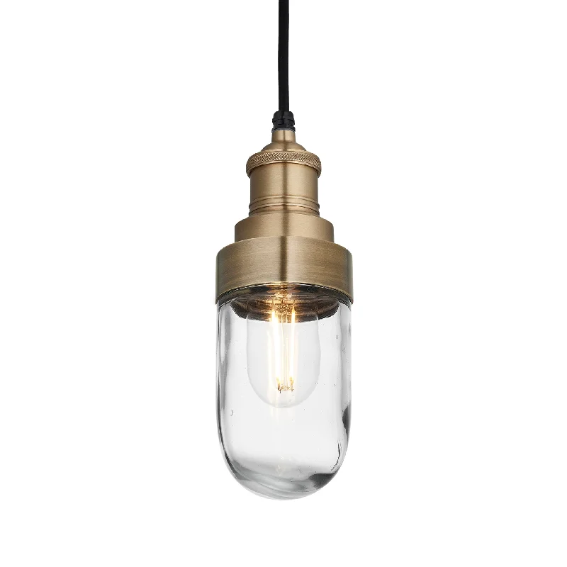 Clear glass Edison light bulbs with spiral filamentsBrooklyn Outdoor & Bathroom Pendant