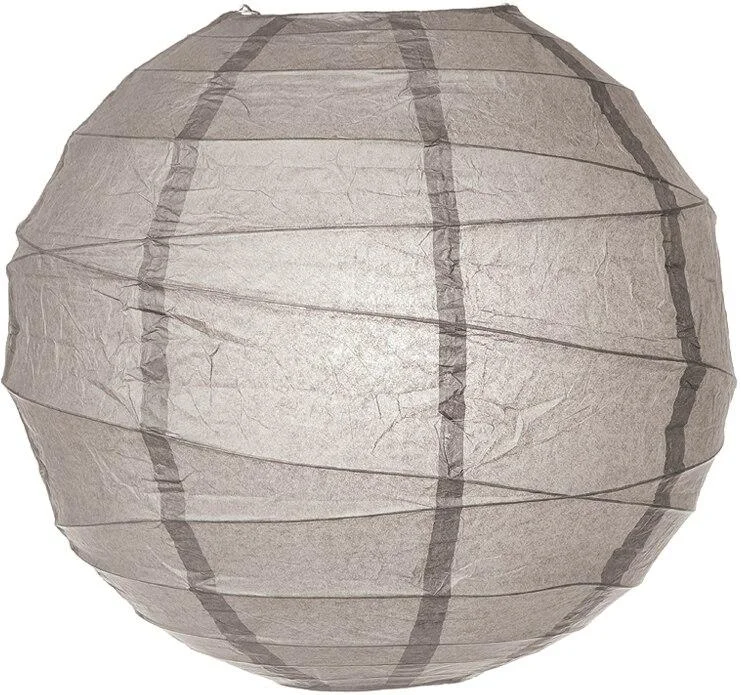 Mercury glass Edison light bulbsBULK PACK (12) 28" Gray / Grey Round Paper Lantern, Crisscross Ribbing, Chinese Hanging Wedding & Party Decoration