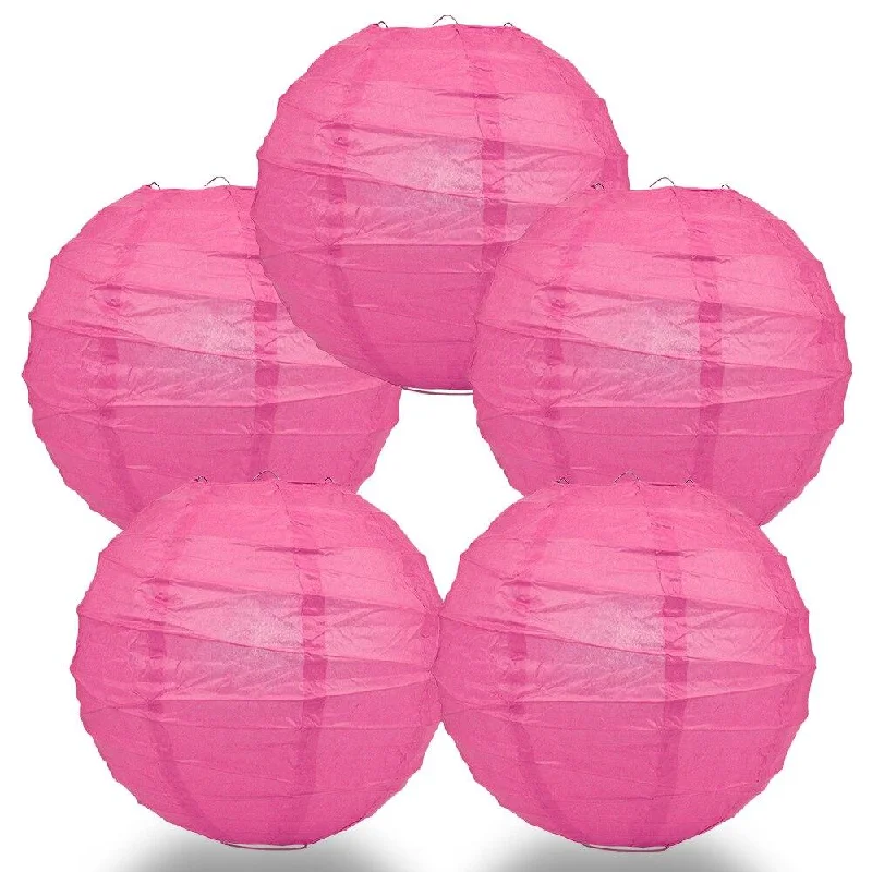 Edison light bulbs with a matte glass finish5-PACK 28" Fuchsia / Hot Pink Round Paper Lantern, Crisscross Ribbing, Chinese Hanging Wedding & Party Decoration