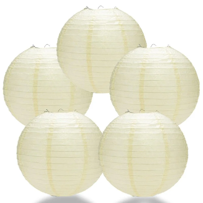 Decorative Edison light bulbs for restaurants5-PACK 28" Ivory Jumbo Round Paper Lantern, Even Ribbing, Chinese Hanging Wedding & Party Decoration