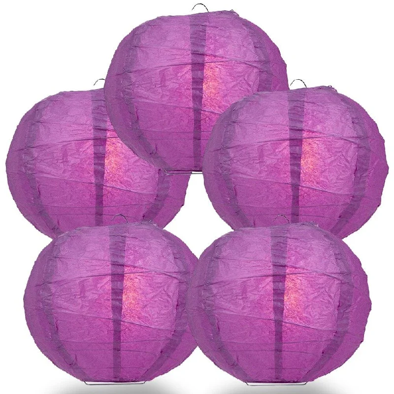 Edison screw base light bulbs5-PACK 32" Violet / Orchid Round Paper Lantern, Crisscross Ribbing, Chinese Hanging Wedding & Party Decoration