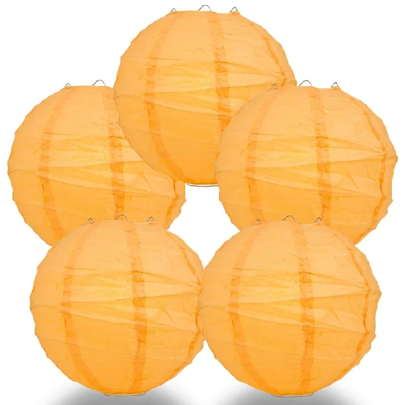 Modern Edison light bulbs with advanced filaments5-PACK 32" Papaya Round Paper Lantern, Crisscross Ribbing, Chinese Hanging Wedding & Party Decoration