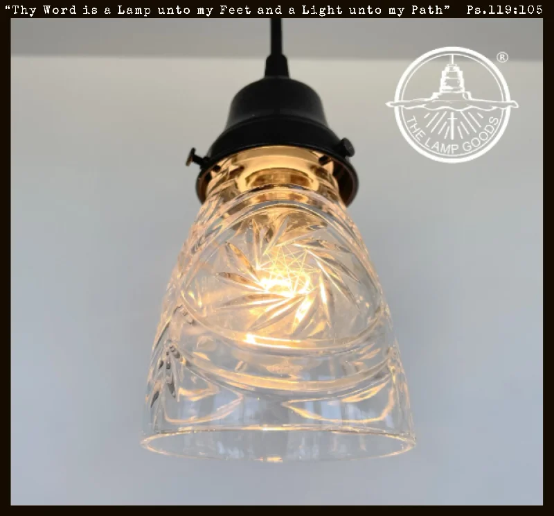 Outdoor rated Edison light bulbsPetite Leaded Cut 1930's Glass Hanging Pendant Light