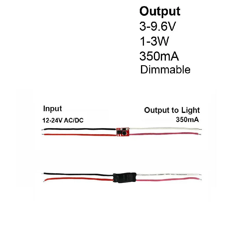 Constant Current LED Driver 1-3W 350mA 3-9.6V Dimmable 12-24V AC/DC