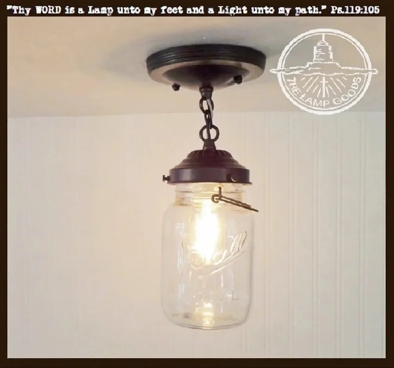 Dimmable LED Edison globe light bulbsVintage Mason Jar Ceiling LIGHT With Chain