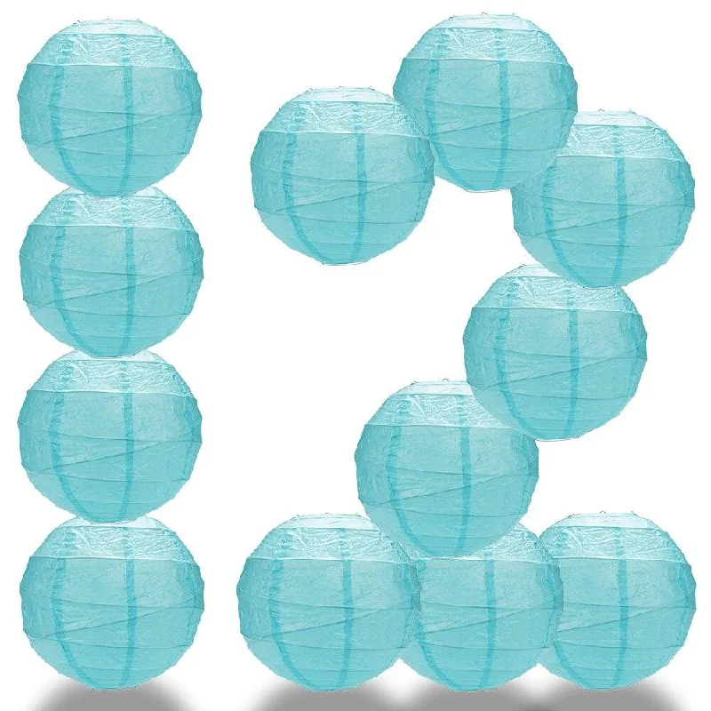 Soft white Edison light bulbsBULK PACK (12) 28" Baby Blue Round Paper Lantern, Crisscross Ribbing, Hanging Decoration