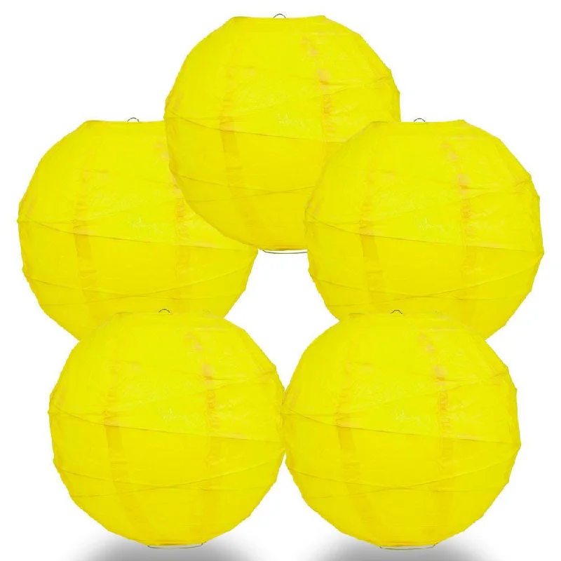 Oval shaped Edison light bulbs5-PACK 28" Yellow Round Paper Lantern, Crisscross Ribbing, Chinese Hanging Wedding & Party Decoration