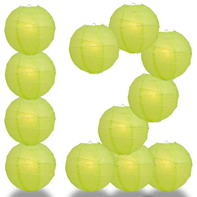 40 watt equivalent Edison light bulbsBULK PACK (12) 28" Light Lime Green Round Paper Lantern, Crisscross Ribbing, Chinese Hanging Wedding & Party Decoration