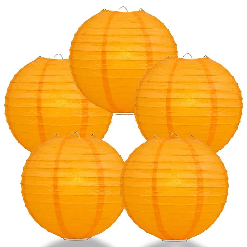 Daylight white Edison light bulbs5-PACK 28" Orange Jumbo Round Paper Lantern, Even Ribbing, Chinese Hanging Wedding & Party Decoration