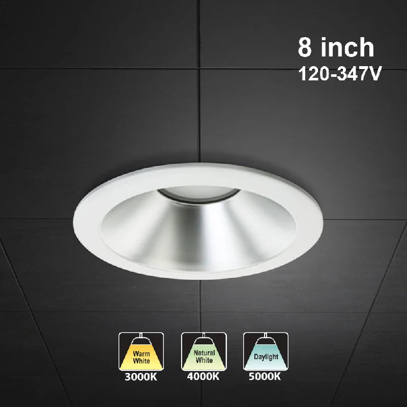 8 inch Dimmable Commercial Recessed LED Downlight / Ceiling Light Reflector Round Trim, 120-347V 20W