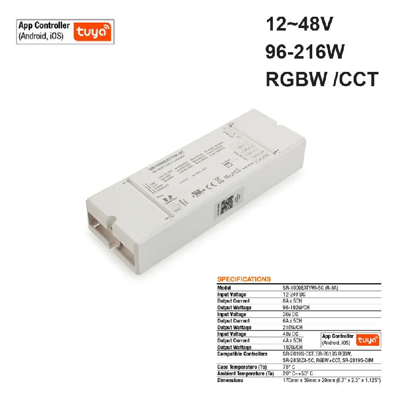 Constant Voltage LED Light Receiver SR-1009EATYWI-5C (R-8A), 12-48V 96-216W/ch