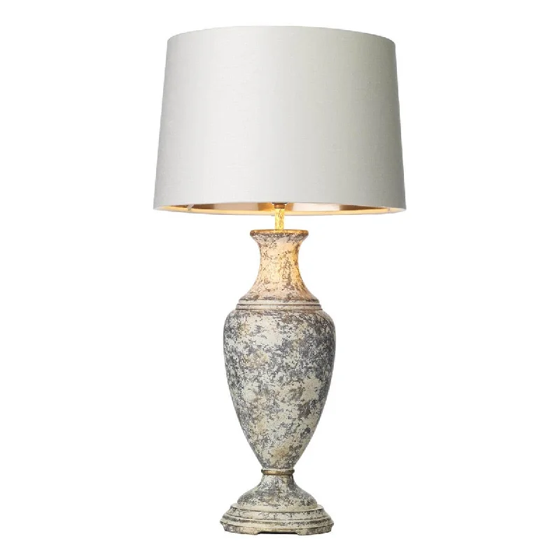 Noble Table Lamp In A Hand Painted Cream/Gold E27