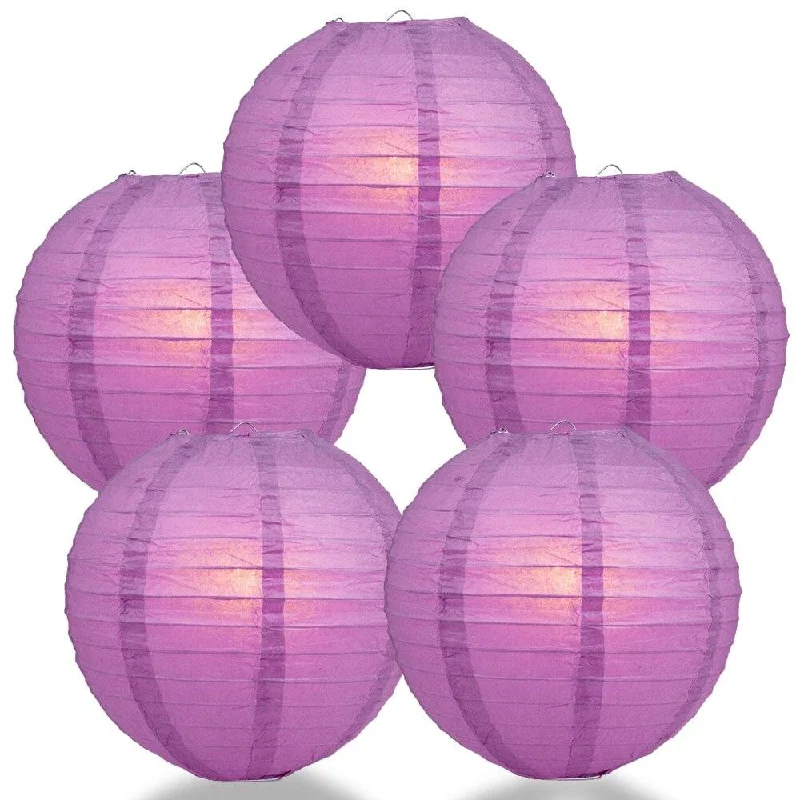 40 watt equivalent Edison light bulbs5-PACK 28" Violet / Orchid Jumbo Round Paper Lantern, Even Ribbing, Chinese Hanging Wedding & Party Decoration