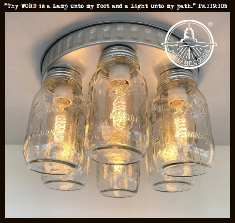 Edison light bulbs for chandeliersRustic Mason Jar CEILING Light Fixture 6-Light Flush Mount