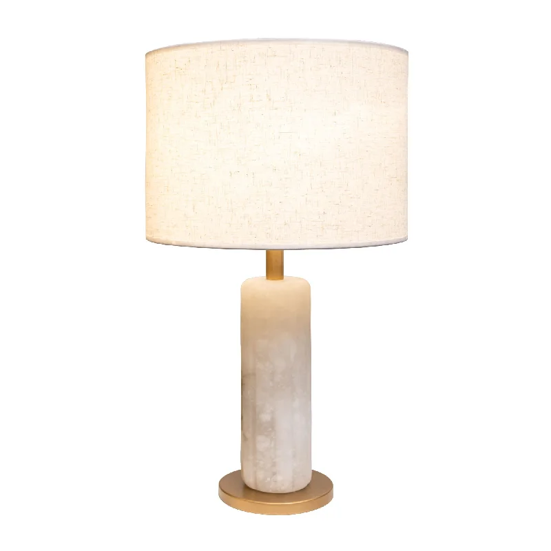 glass wall lamps with frosted glass for soft, diffused lightSentu 394T01FGAL 1-Light Alabaster Table Lamp - French Gold