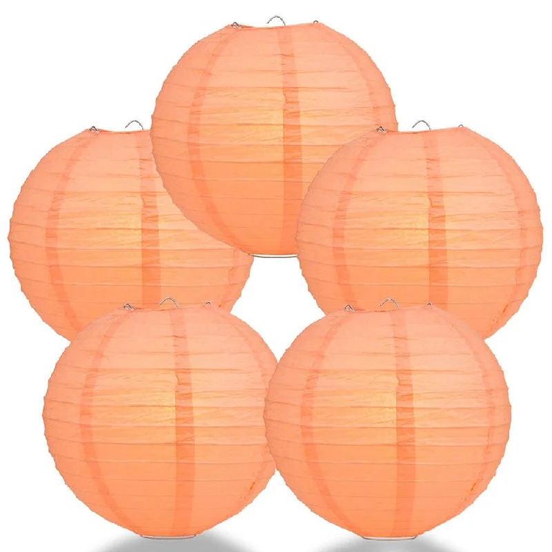 Edison globe light bulbs5-PACK 28" Peach / Orange Coral Jumbo Round Paper Lantern, Even Ribbing, Chinese Hanging Wedding & Party Decoration