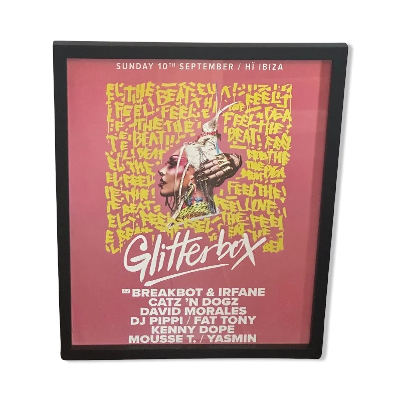 Glitterbox ~ Genuine Hi Ibiza Framed Dj Artwork | A3 Luxury Black Frame