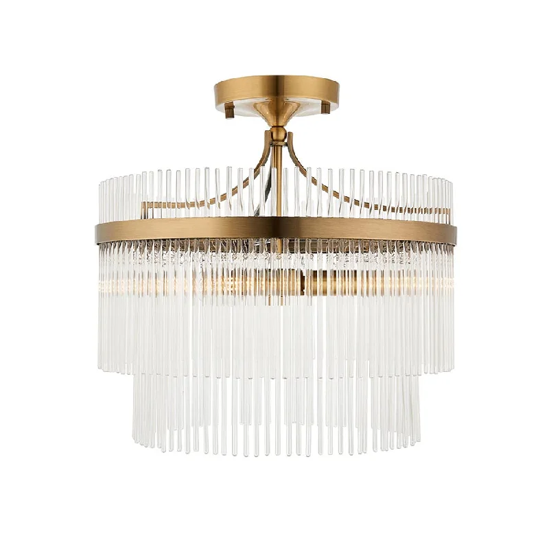 Stefan 3Lt Semi Flush - Antique Brass