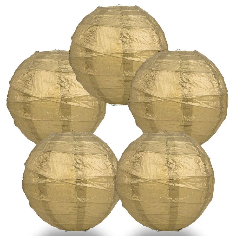 LED Edison light bulbs for energy efficiency5-PACK 28" Gold Round Paper Lantern, Crisscross Ribbing, Chinese Hanging Wedding & Party Decoration